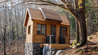 A man builds an amazing HOUSE ON A STEEP MOUNTAIN | Start to finish
