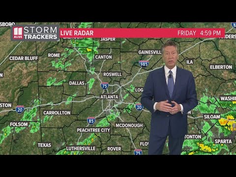 Storms move through metro Atlanta, gusty winds stick around - YouTube