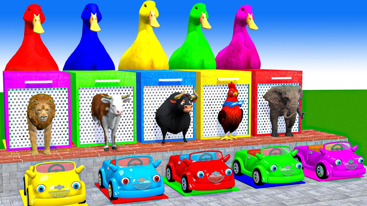 Long Slide Game With Cow Elephant Gorilla Hippopotamus Tiger 3d Animal Game Funny 3d Animals