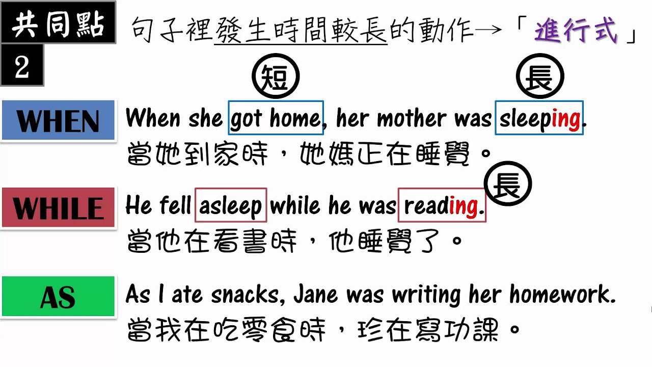 翻轉學習影片：國中_英語_文法：當…的時候when, while, as