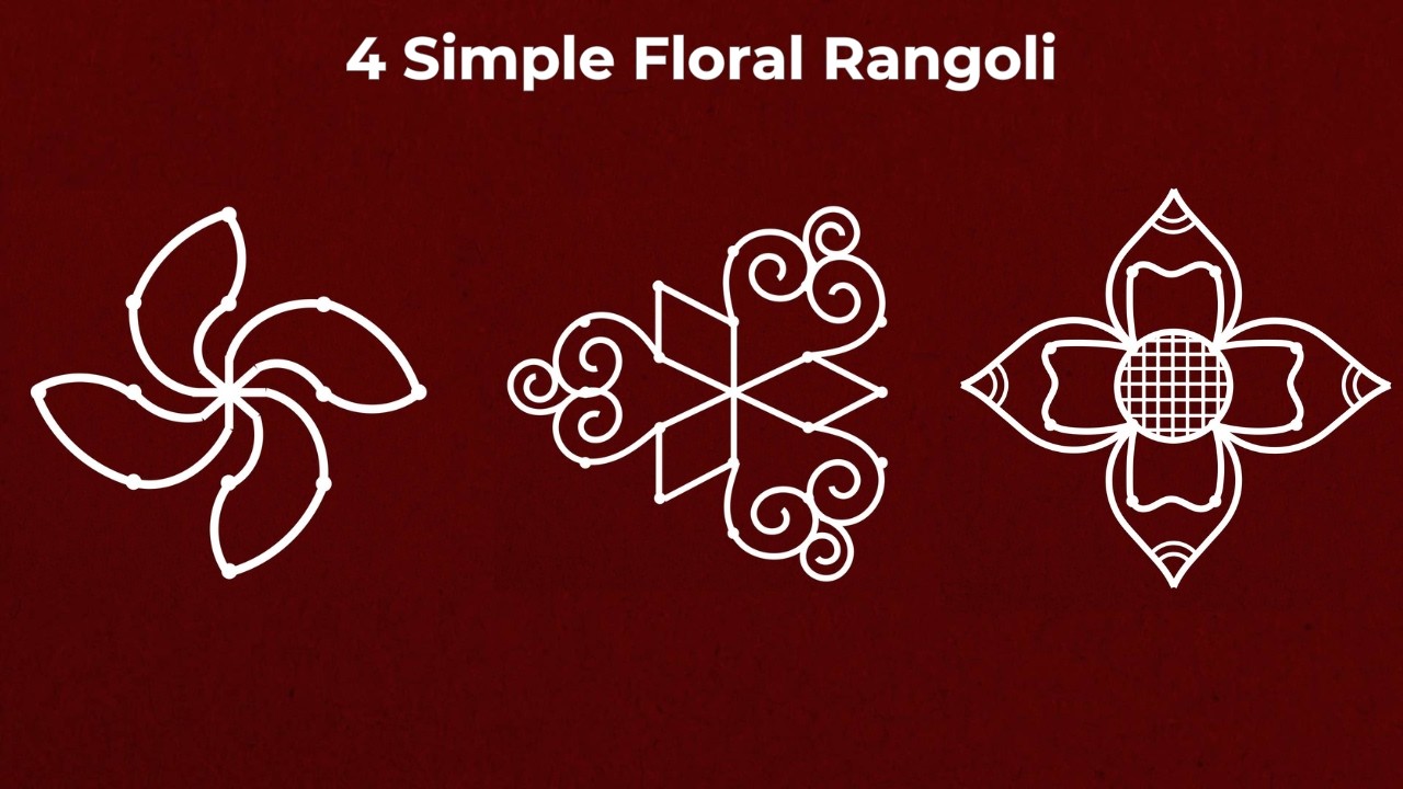 4 Simple Floral Rangoli| Easy & Beautiful