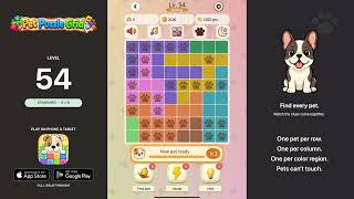 Pet Puzzle Grid - Level 54 Walkthrough | Standard 8×8