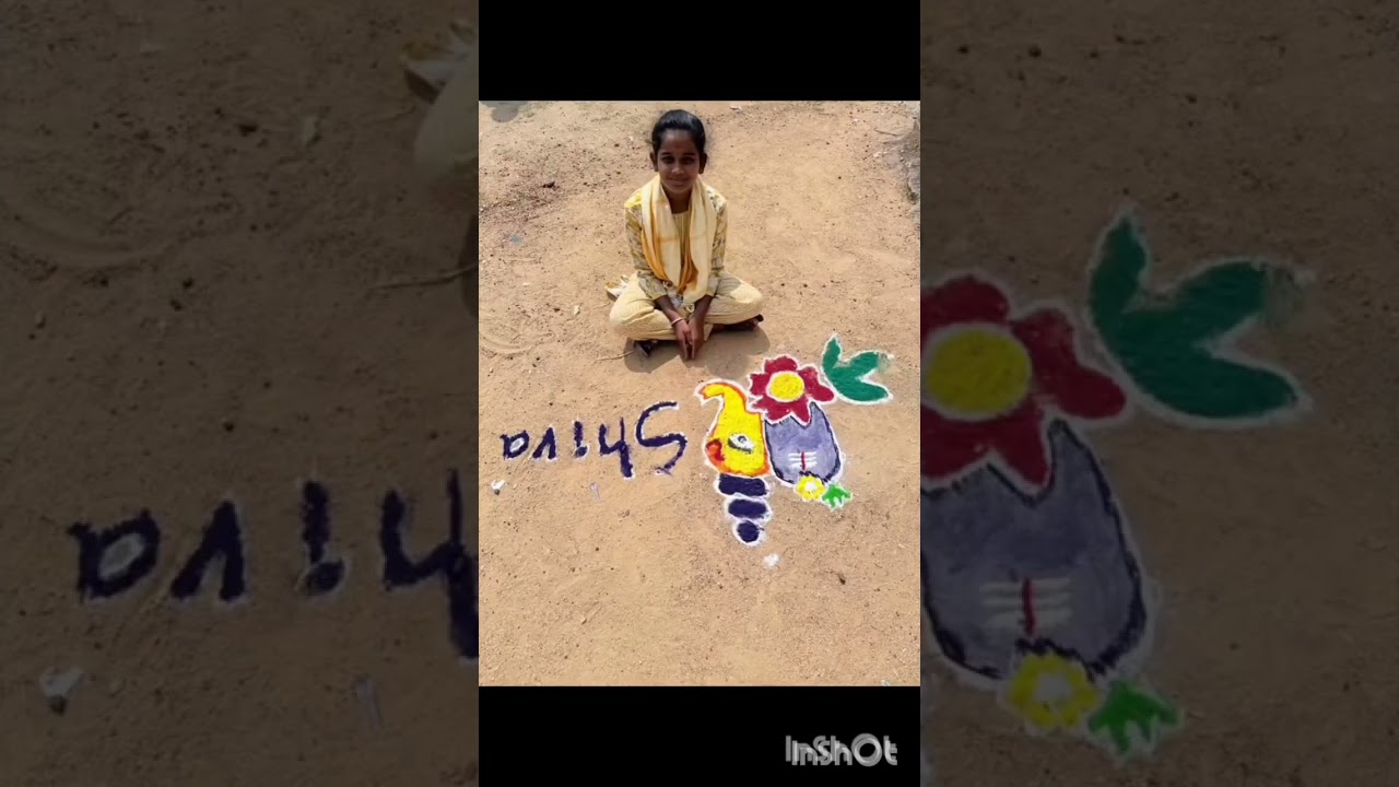 Where creativity flows like sand through little handsome 🎨🖌️#sandart #schoolactivity #rangoli #fyp