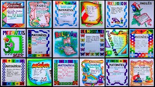 ✅ 350 ✅ CARATULAS y MARGENES  PARA CUADERNOS Primaria y secundaria