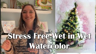 Easy & Fun  Wet in Wet Christmas Tree Watercolor Demo 4 Beginners + Rocket Fuel for Art Improvement screenshot 3