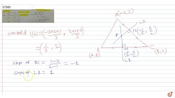 Consider the triangle ABC with vertices ` A (-2,3), B (2, 1)` and `C(1,2)`. What is the circumc...