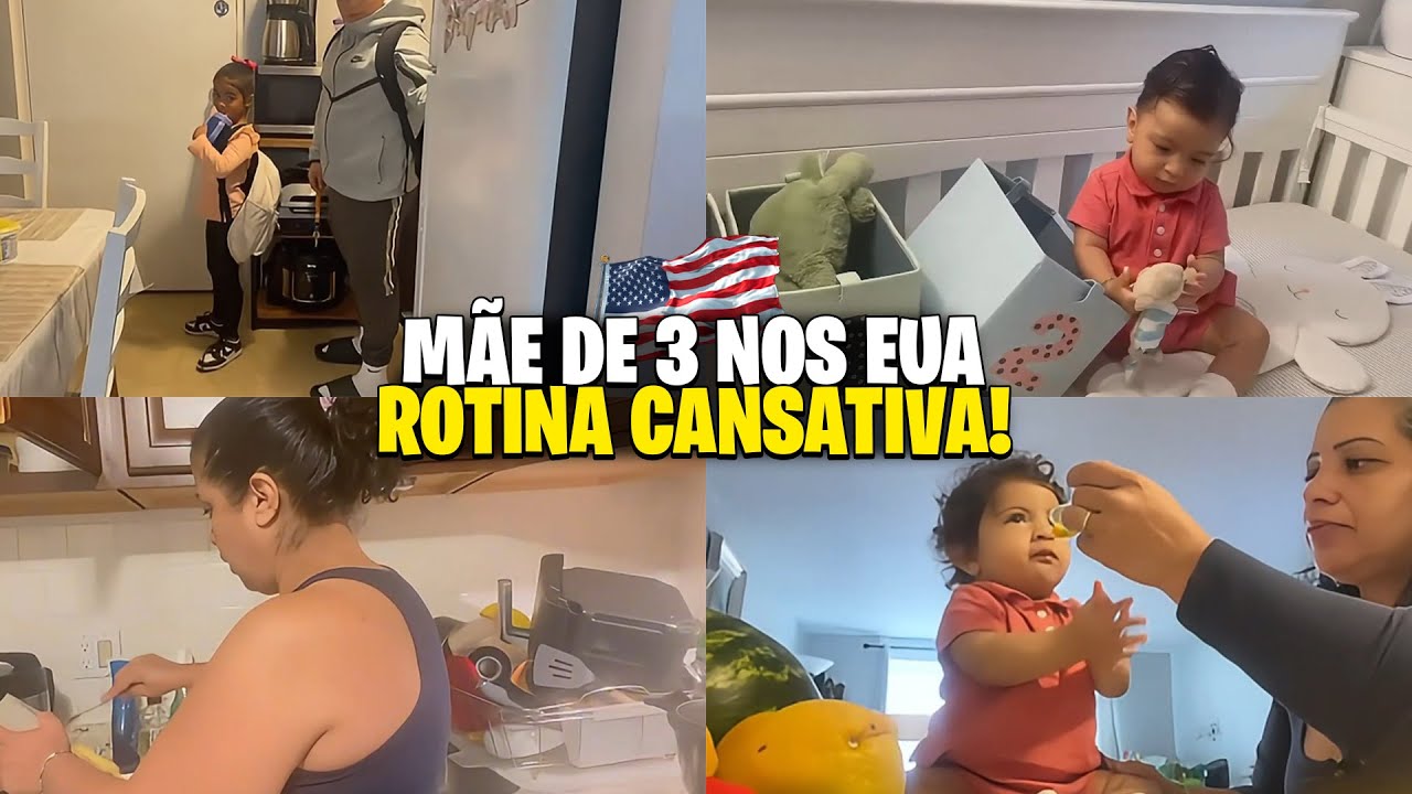 NOSSA ROTINA SIMPLES NOS EUA 🇺🇸 | VIDA DE MÃE DE TRÊS É CANSATIVA, MAS CHEIA DE AMOR 💛