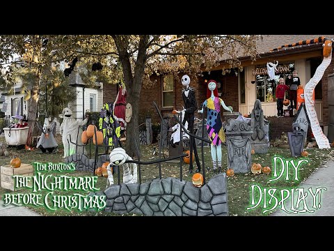 Amazing The Nightmare Before Christmas Halloween House! DIY Yard Display and Trick or Treating Kids!