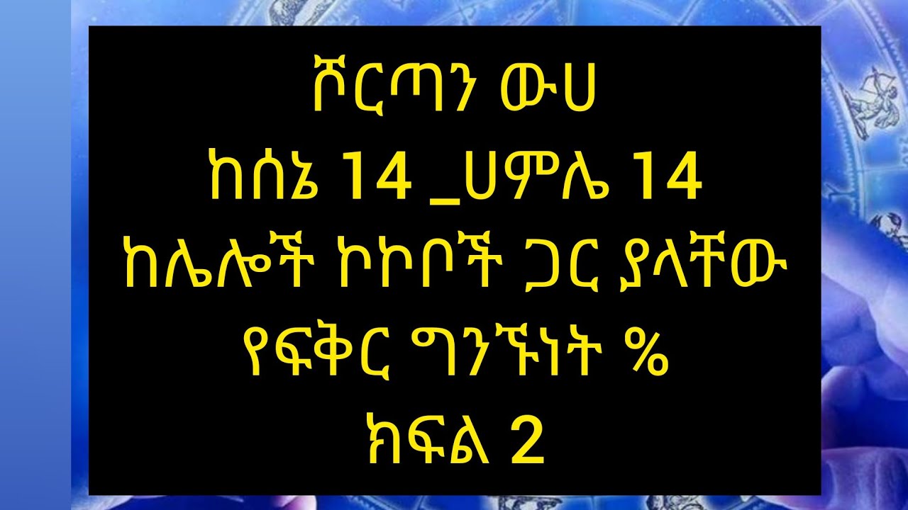 ሾርጣን ውሀ ከሌሎች ኮኮቦች ጋር ያለው የፍቅር ግንኙነት በ % ክፍል ሁለት