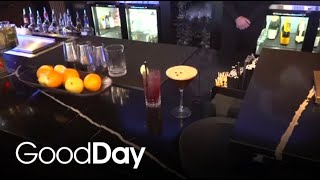 Bella is at Intermission, a 1940s-inspired bar!