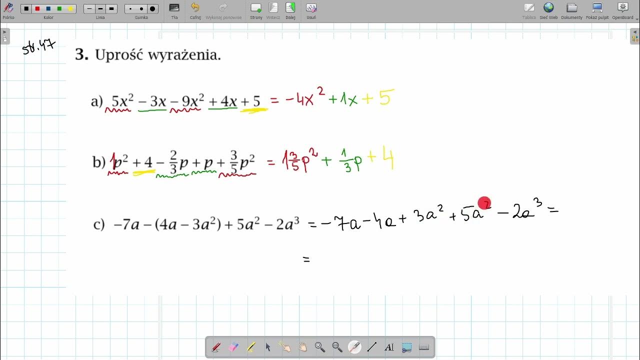 Wyrażenia Algebraiczne Zadania 8 Klasa Przekształcenia algebraiczne - część 1, klasa 8 - YouTube