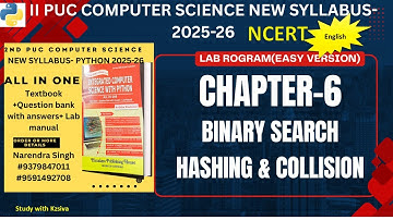 SECOND PUC COMPUTER SCIENCE PYTHON chapter -6 Binary Search Algorithm Lab Program  Hashing Collision