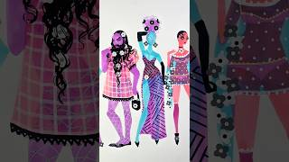 3-color fashions + stickers 🌼 #pidgindoll #art #illustration #fashion #artist #fashionillustration