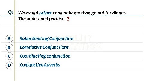 Conjunctions in English Grammar - Quiz-2 | Grammar Quiz Conjunctions by Quality Education