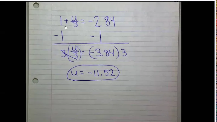 Solving a two-step equation with signed decimals