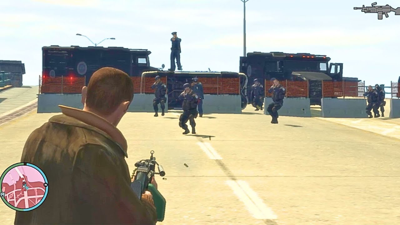 GTA 4 - NIKO | SHOOTOUT AT TRAIN WATING STATION & EPIC FIGHT WITH SWAT & POLICE + SIX STARS