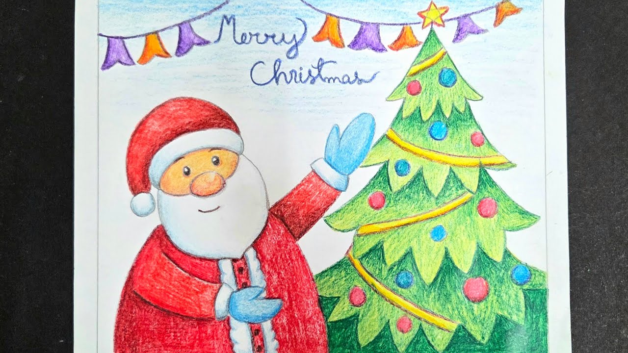 How To Draw Merry Christmas Drawing/Santa Clause Drawing/Christmas Drawing Easy