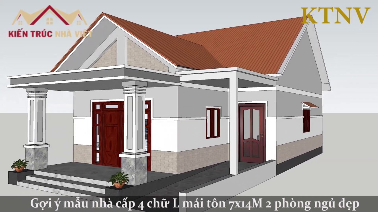 Khám Phá Mẫu Nhà Cấp 4 Mái Thái Chữ L 7x14M 2 Phòng Ngủ Đẹp | Kiến ...