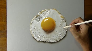 Drawing of a fried egg - How to draw 3D Art