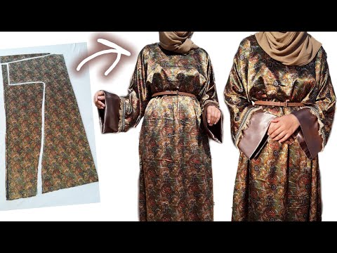 ABAYA CUTTING AND STITCHING/5 MINUTE DIY KIMONO ABAYA MAKING/HOW TO SEW ABAYA STEP BY STEPMAXI DRESS