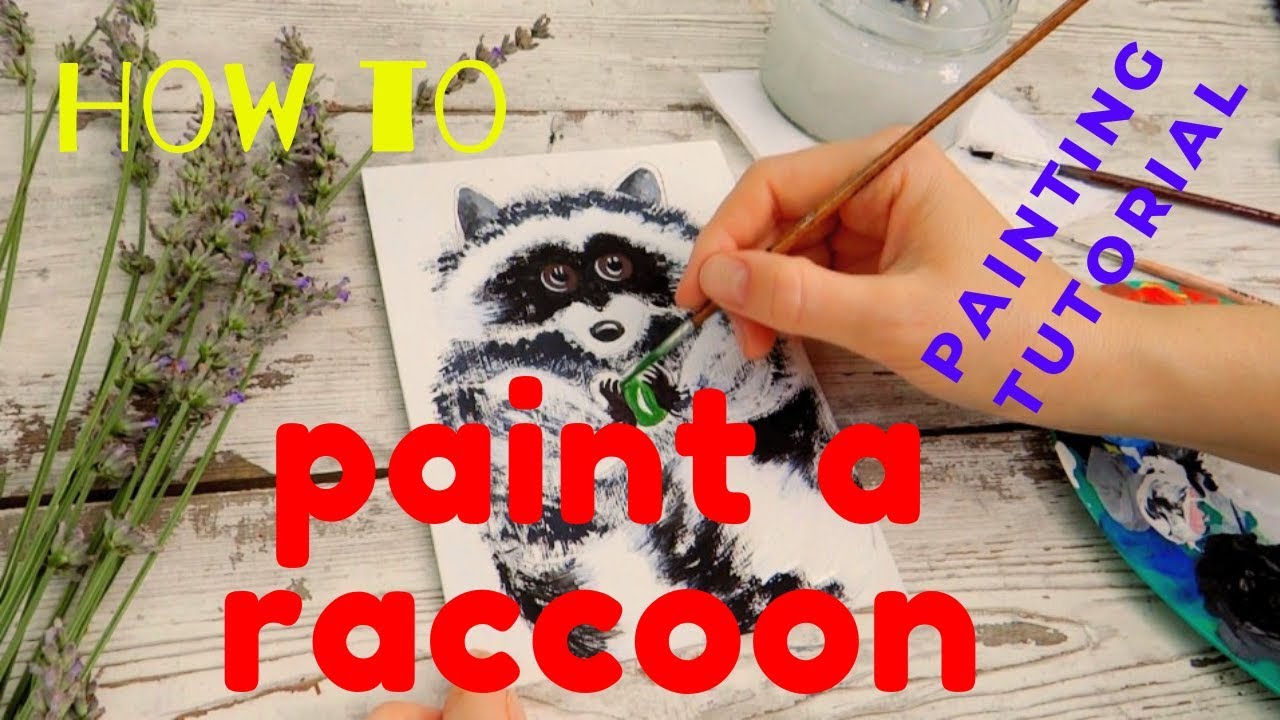 How to paint a raccoon. Acrylic Painting Tutorial. Easy acrylic