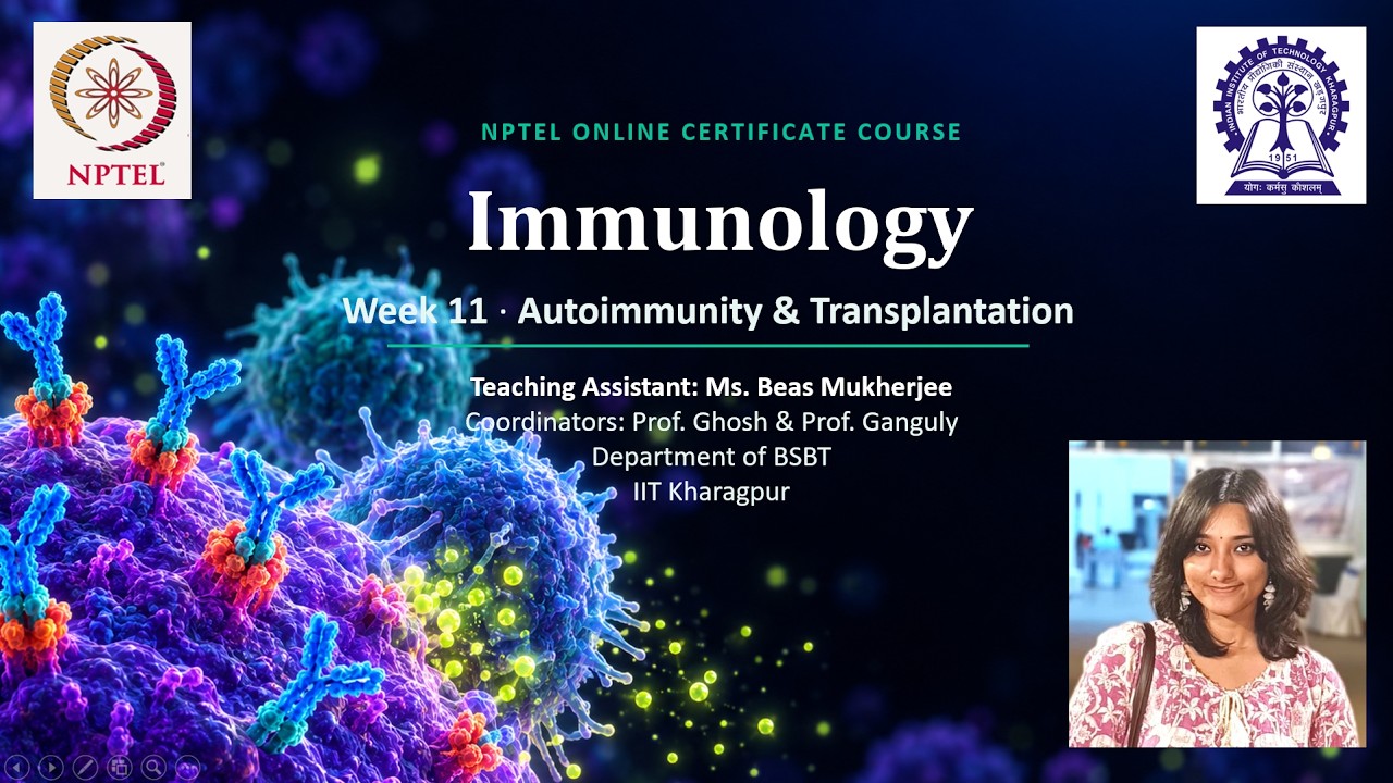 Autoimmunity, Transplantation & GvHD | MCQs | NPTEL Immunology | Week 11 | By @beas_mukherjee