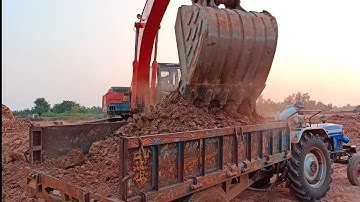 JCB fully Loading Mud in mahindra 475 Di | POWERTRAC EURO 41 TRACTOR