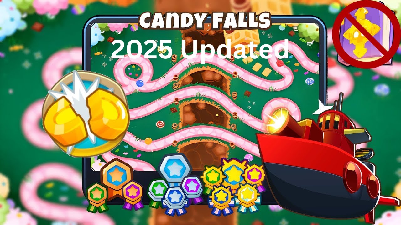 Candy Falls [Half Cash] Guide | No Monkey Knowledge | BTD 6 (2025 Updated) 4K