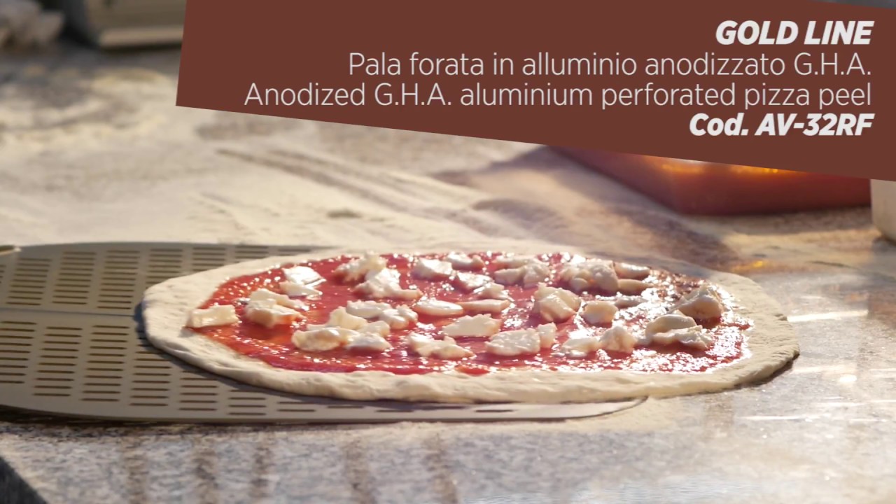 Petite pelle à pizza perforée en aluminium Gold