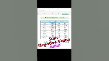 How to Sum Negative Value in Ms Excel - #youtubeshorts #ytshorts #exceltips