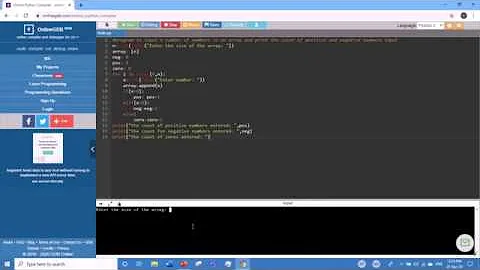 python program to input n number of numbers and print the count of positive and negative numbers