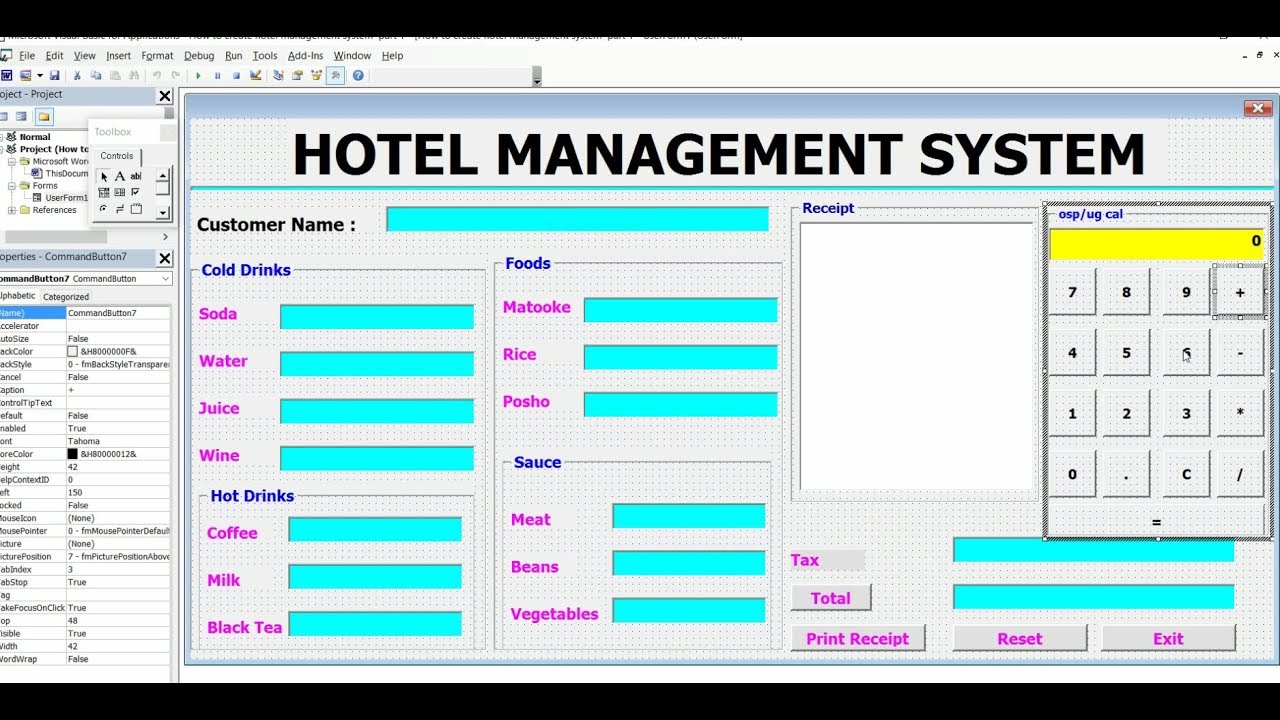 hotel management project format