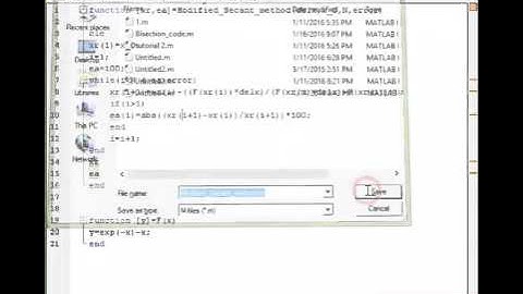 7.2 MATLAB Implementation of Modified Secant Method (Urdu/Hindi Tutorial 2016) parhloo.com