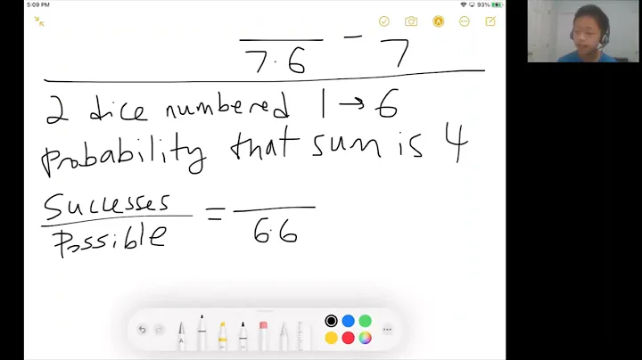 Probability Rolling two six sided dice (Example 2)