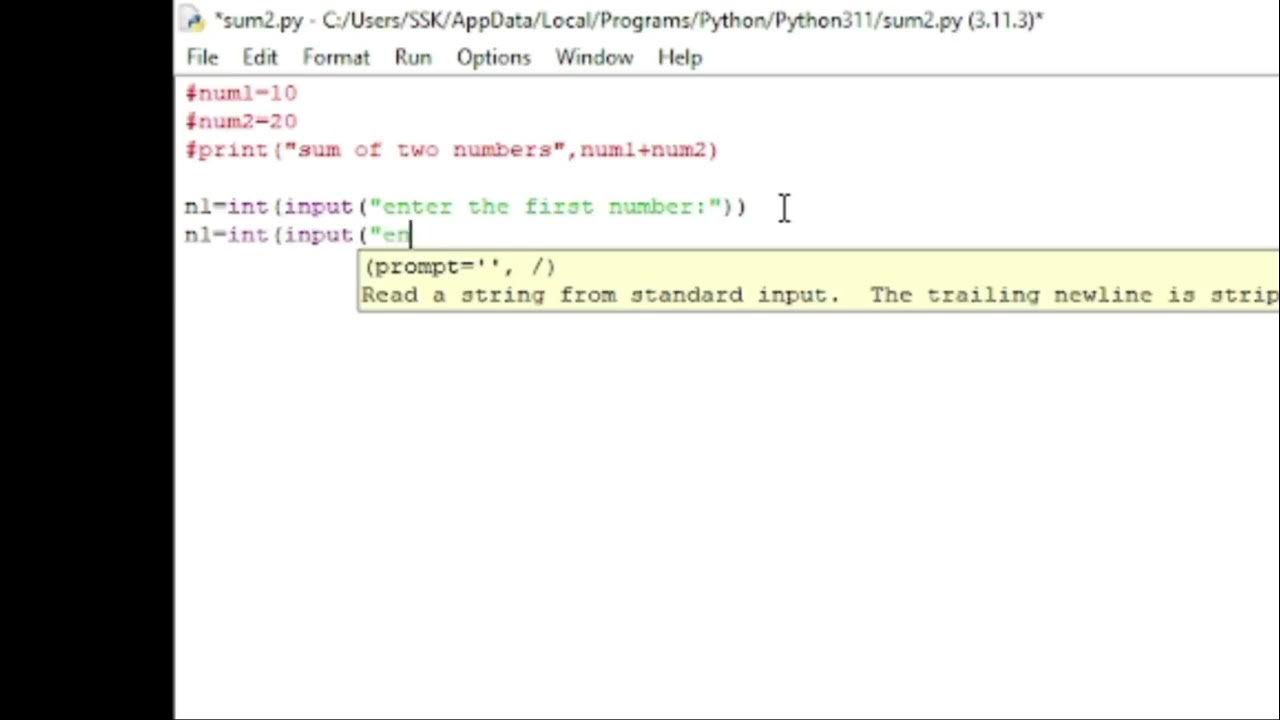 python programe to add two numbers - YouTube