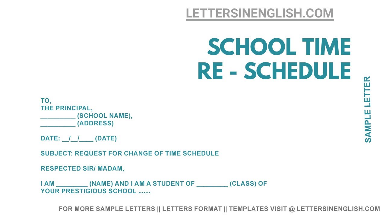 Request Letter for Time Change in School - Application for Time Change