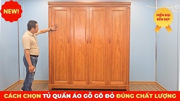 Tủ Quần Áo 3 Buồng 4 Cánh Gỗ Gõ Đỏ Hiện Đại Bền Đẹp