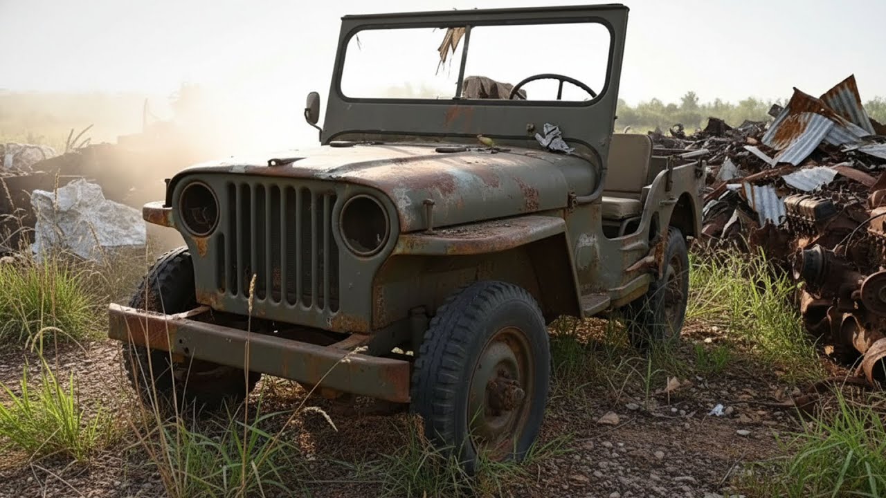 Found WWII Battle-Scarred Olive Green Willys Jeep MB 1944 Wreck | Full ASMR Car Restoration to New..