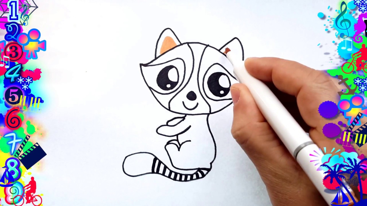 Como Dibujar Un Mapache Kawaii Facil Para Ninos Dibujos Youtube