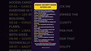 ZODIAC SECURITY BADGE ACCESS LOG #astrology #zodiac #viral
