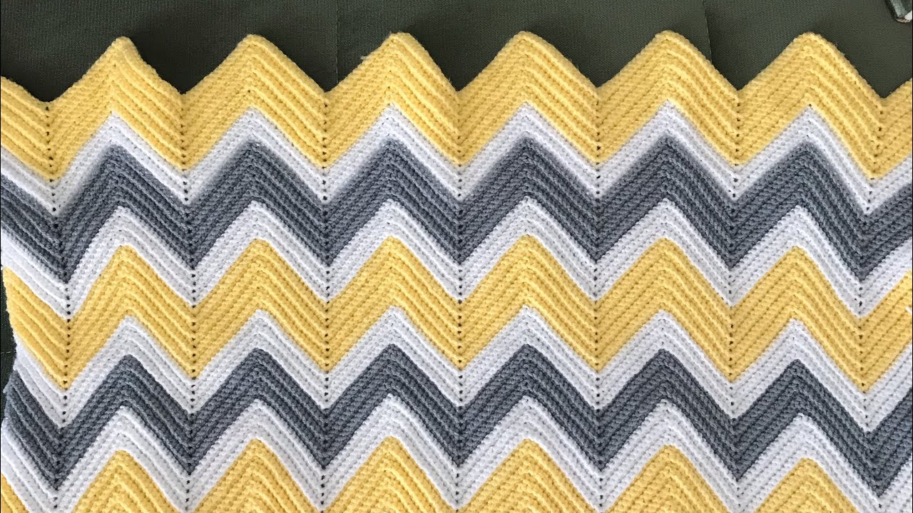 Zigzag Battaniye Örgü Modeli #crochet #zigzag #blanket
