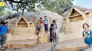 Making barbecue place by village women and men