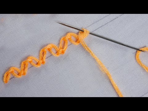 zigzag cable chain stitch, basic hand embroidery tutorial