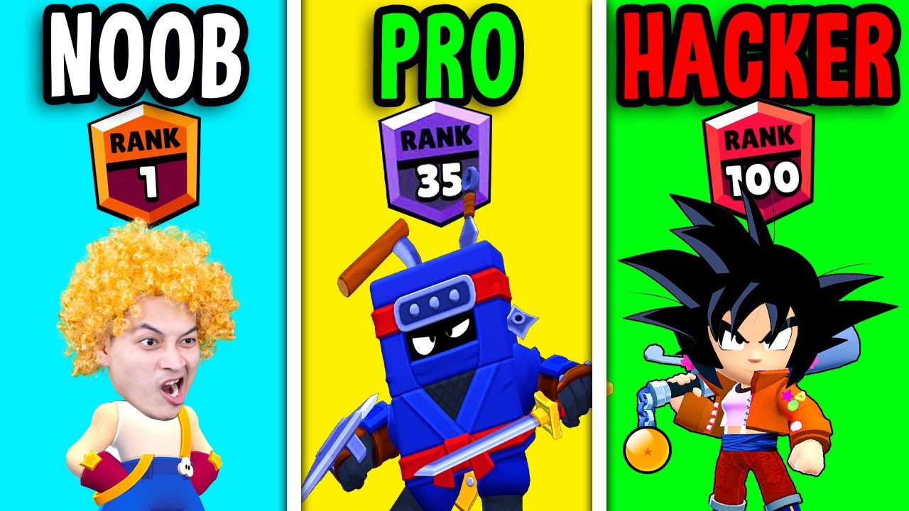 NOOB vs PRO vs HACKER In BRAWL STARS!? (ALL LEVELS!) | WOA Gaming