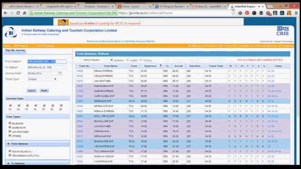 IRCTC Alerter Demo