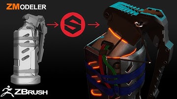 Timelapse Texturing Cyberpunk Grenade in Substance Painter - ZModeler Tool - Sculpting ZBrush