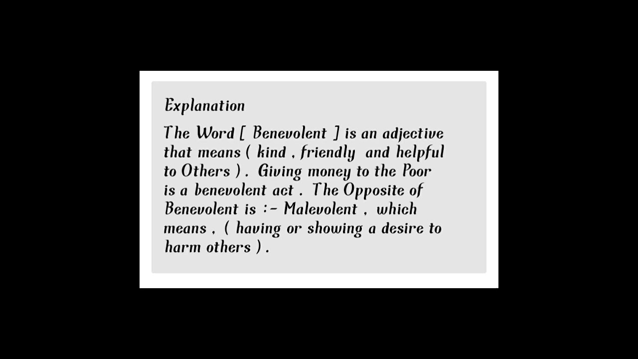 The  Word  [  Benevolent  ]  means  ?  ?   