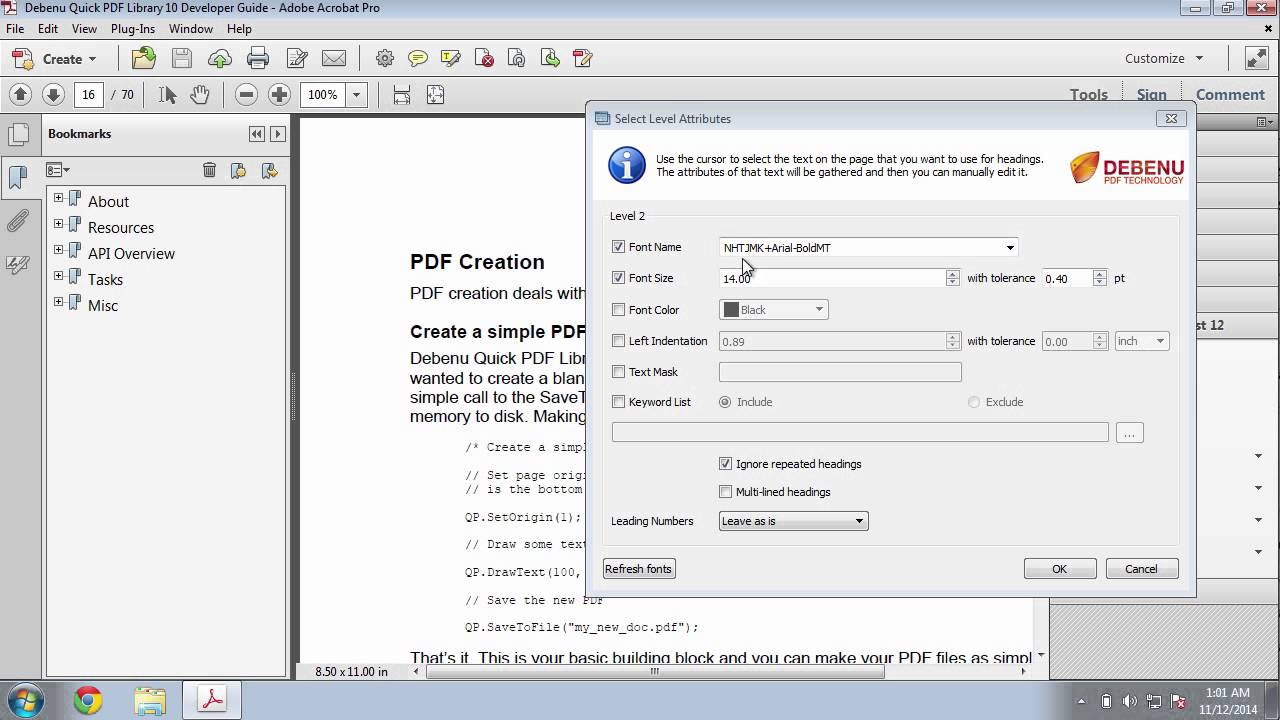 how to create a table of contents in adobe acrobat pro dc