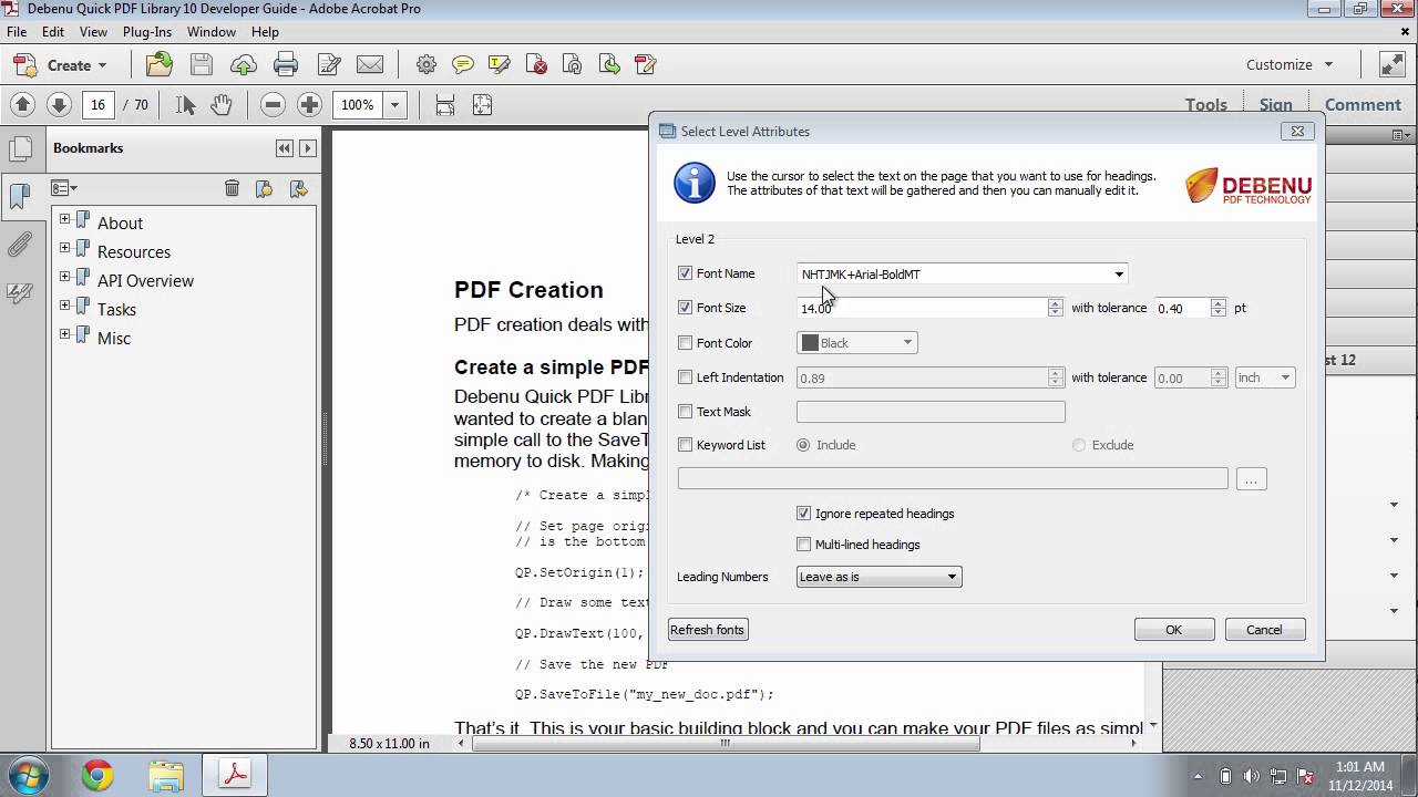 how to make table of contents in adobe acrobat dc