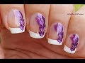 NEEDLE NAIL ART #28 - French Manicure With Purple Dry Marble Design